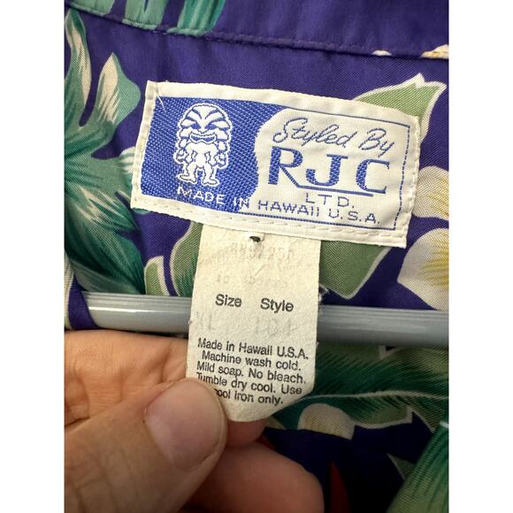 Vintage R. J. C. Hawaiian shirt purple birds of paradise Made in Hawaii Men's XL - Picture 3 of 4